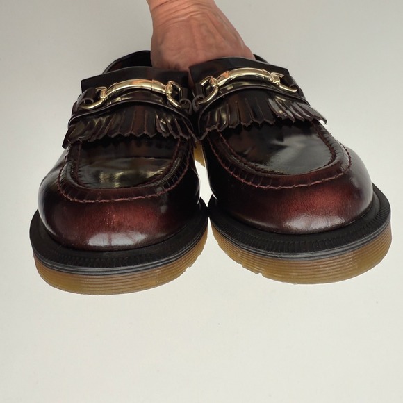 Dr. Martens Burgundy Leather Kiltie Bit Loafers - Picture 5 of 8